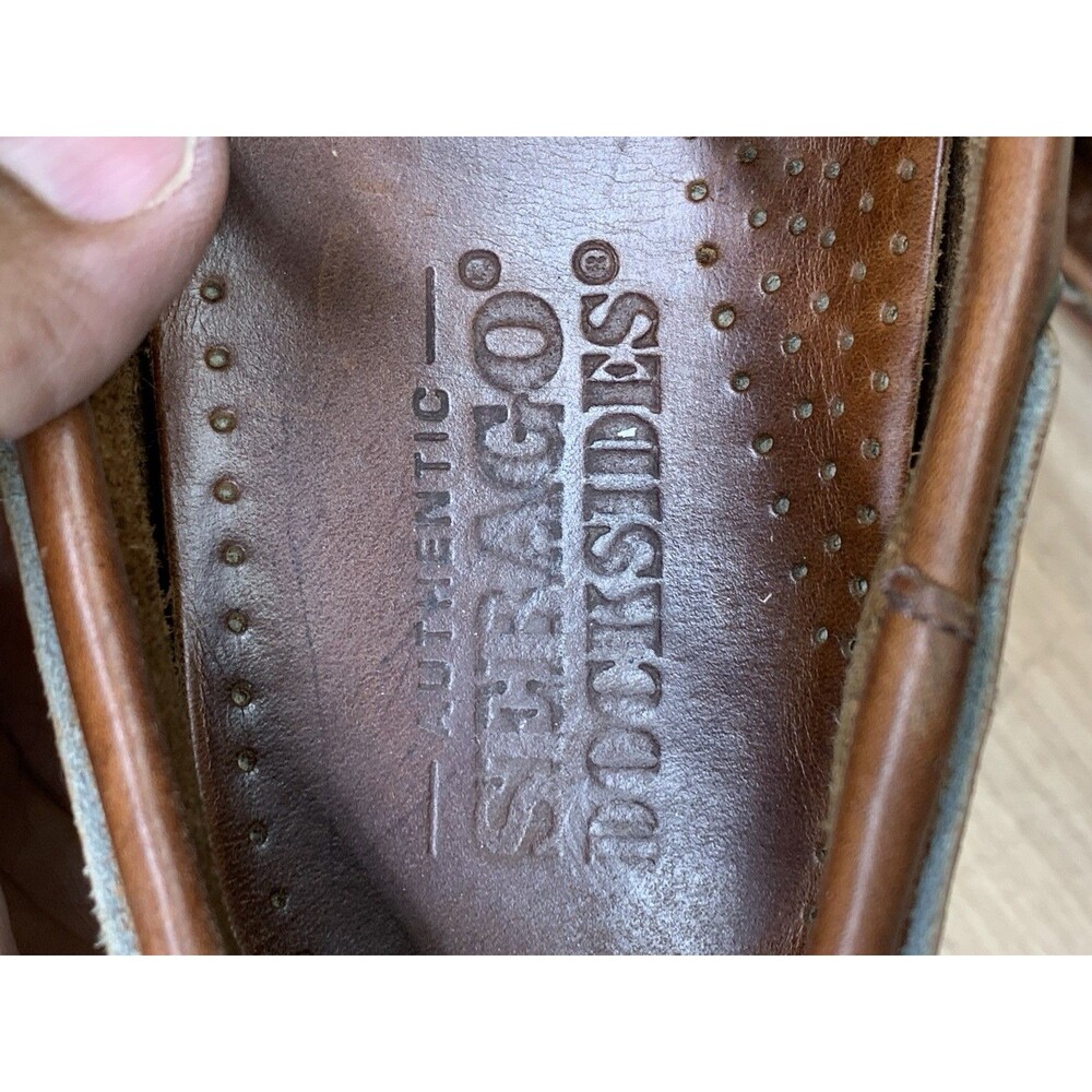 Sebago Docksides Boat Shoes Men's 9 M Brown Leather Lace Up Moc Toe Casual - Picture 15 of 16